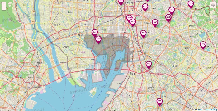 愛知県のイオンの店舗地図