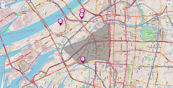 大阪府のイオンの店舗地図