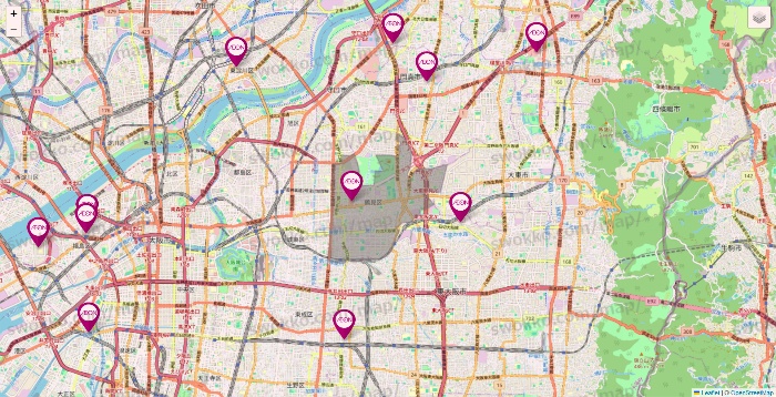大阪府のイオンの店舗地図