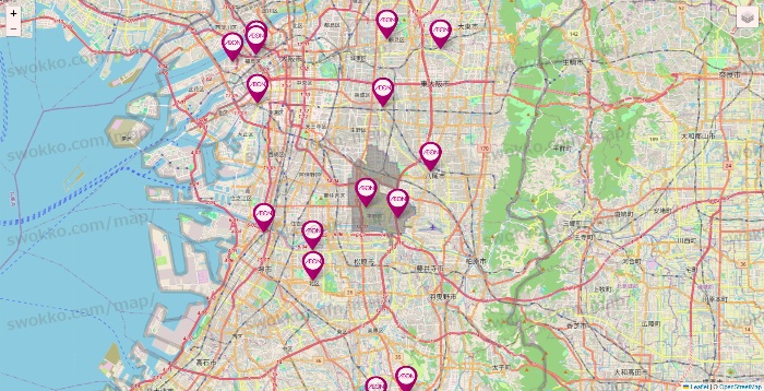 大阪府のイオンの店舗地図