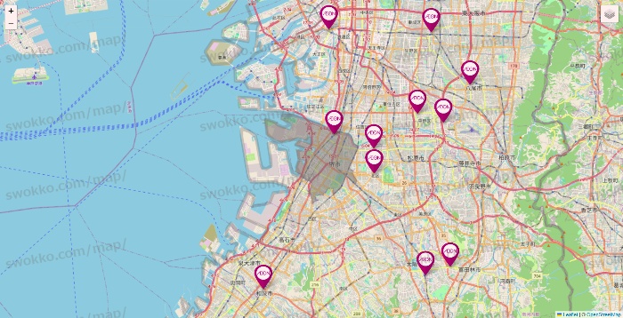 大阪府のイオンの店舗地図