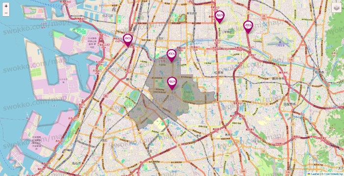大阪府のイオンの店舗地図