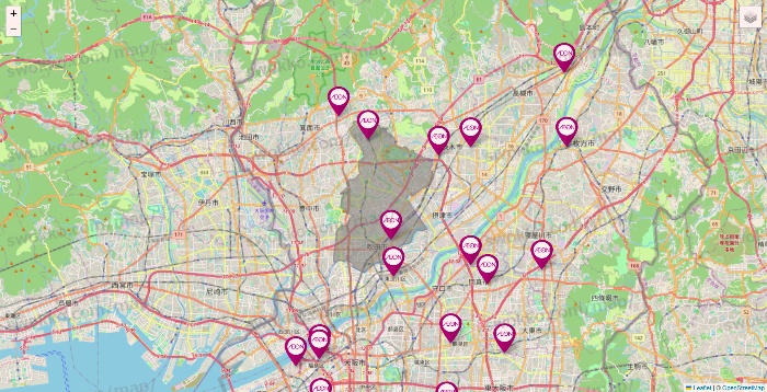 大阪府のイオンの店舗地図
