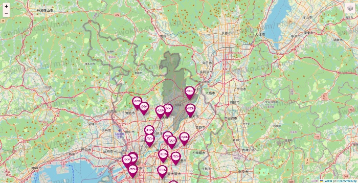 大阪府のイオンの店舗地図