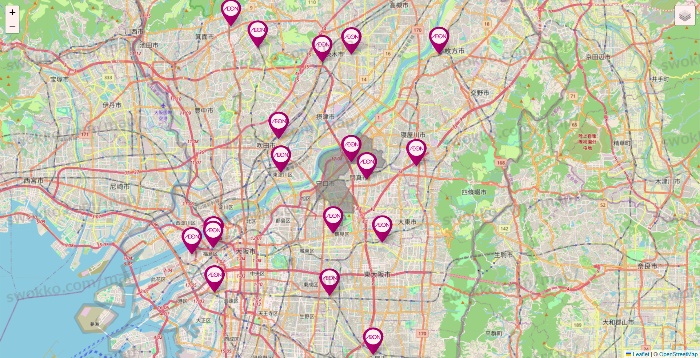 大阪府のイオンの店舗地図