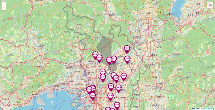 大阪府のイオンの店舗地図
