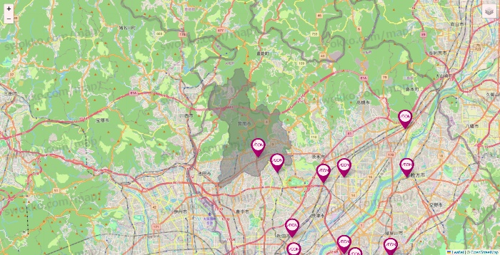 大阪府のイオンの店舗地図