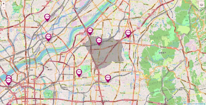 大阪府のイオンの店舗地図