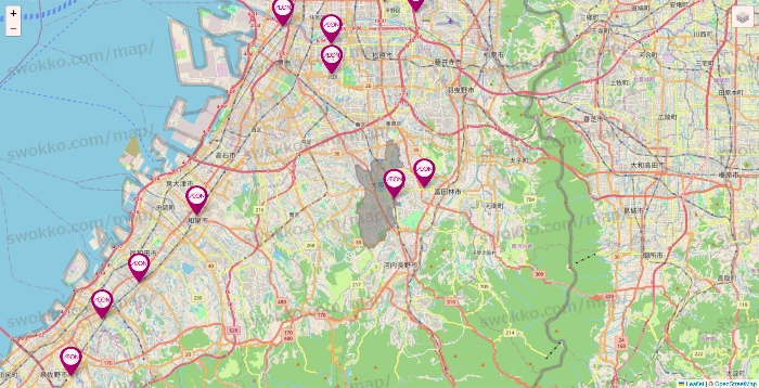 大阪府のイオンの店舗地図