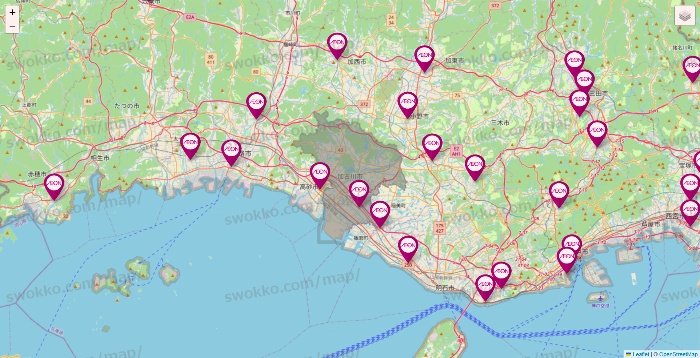 兵庫県のイオンの店舗地図