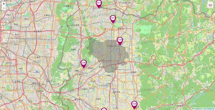 奈良県のイオンの店舗地図