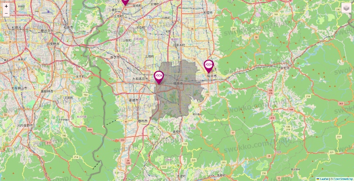 奈良県のイオンの店舗地図