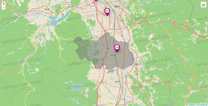 岩手県のイオンの店舗地図