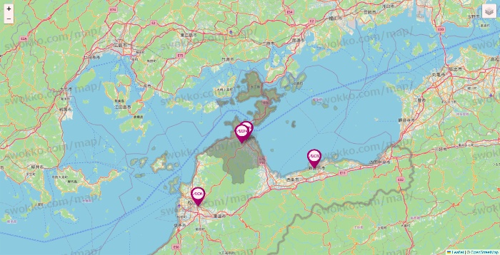 愛媛県のイオンの店舗地図