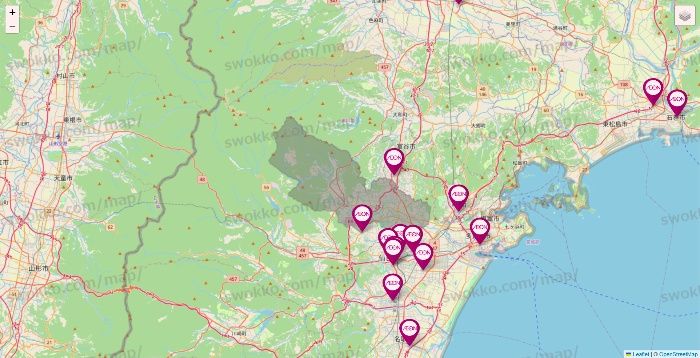 宮城県のイオンの店舗地図