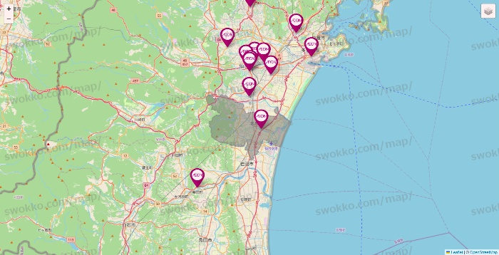 宮城県のイオンの店舗地図