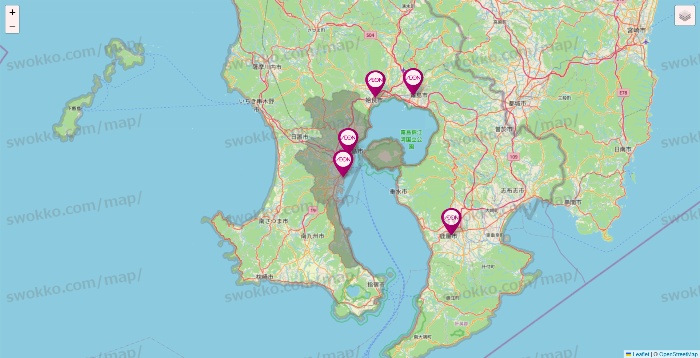 鹿児島県のイオンの店舗地図