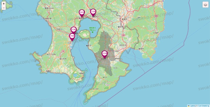 鹿児島県のイオンの店舗地図