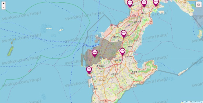 沖縄県のイオンの店舗地図