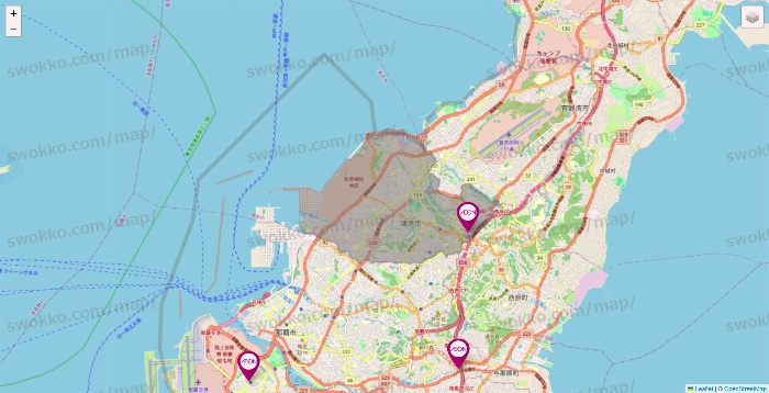 沖縄県のイオンの店舗地図