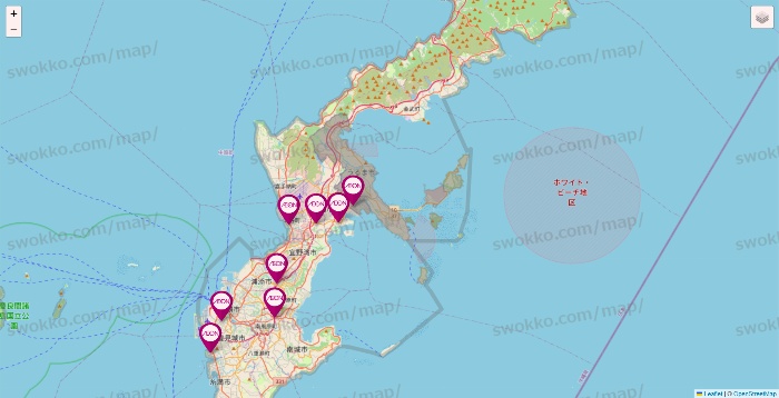 沖縄県のイオンの店舗地図