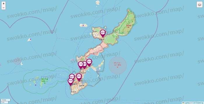 沖縄県のイオンの店舗地図