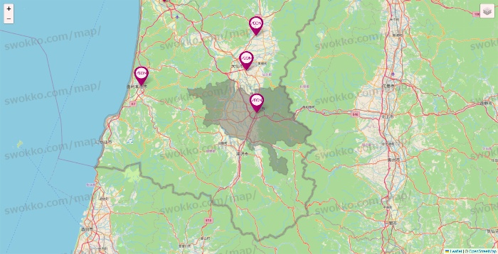 秋田県のイオンの店舗地図