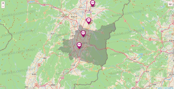 山形県のイオンの店舗地図