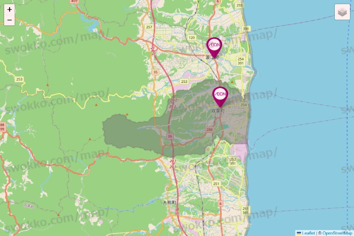 福島県のイオンの店舗地図