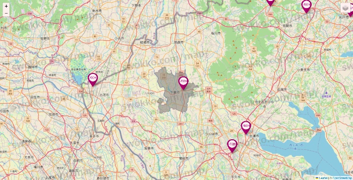 茨城県のイオンの店舗地図