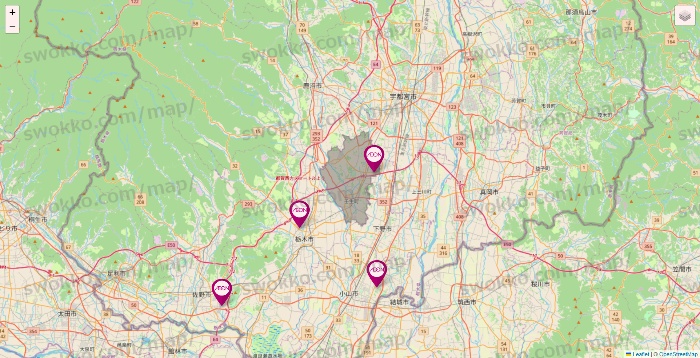 栃木県のイオンの店舗地図