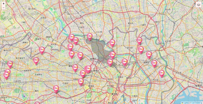 東京都の愛の家の施設地図