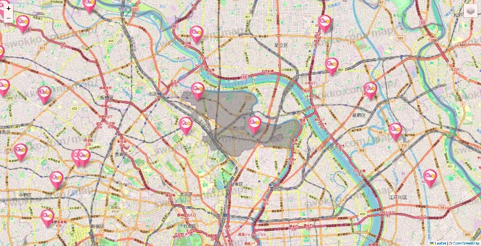 東京都の愛の家の施設地図