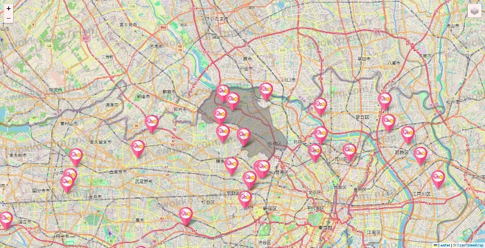 東京都の愛の家の施設地図