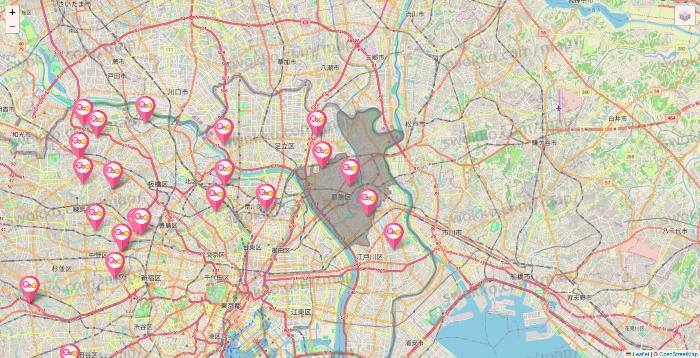 東京都の愛の家の施設地図