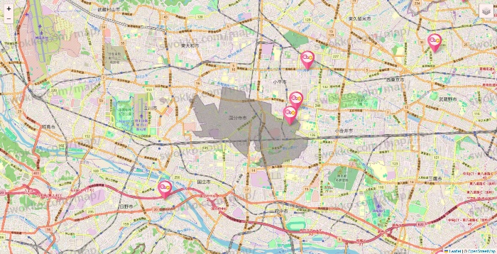 東京都の愛の家の施設地図