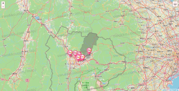 山梨県の愛の家の施設地図