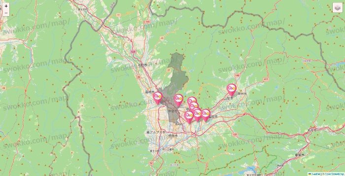 山梨県の愛の家の施設地図