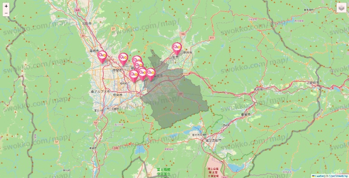 山梨県の愛の家の施設地図