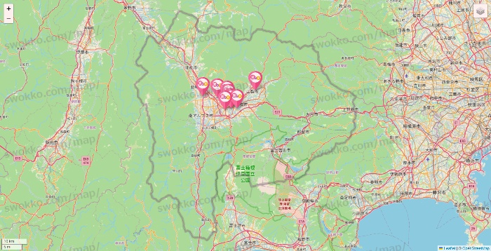 山梨県の愛の家の施設地図