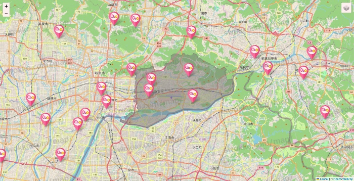 岐阜県の愛の家の施設地図