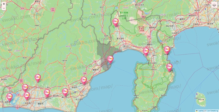 静岡県の愛の家の施設地図