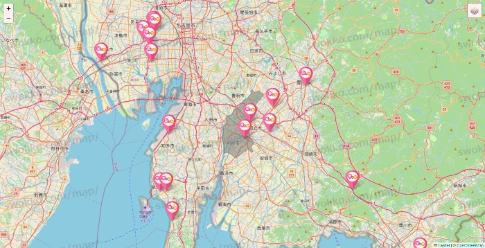 愛知県の愛の家の施設地図