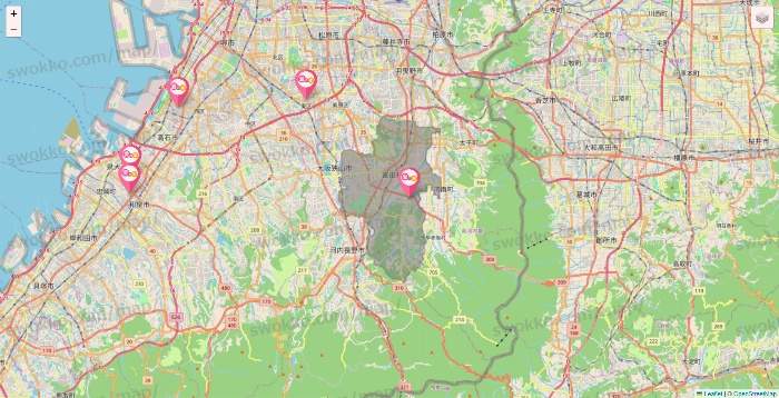 大阪府の愛の家の施設地図