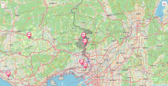 兵庫県の愛の家の施設地図