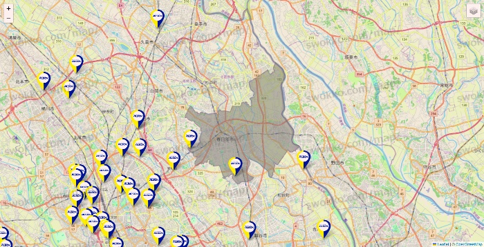 埼玉県のALSOKの介護の施設地図