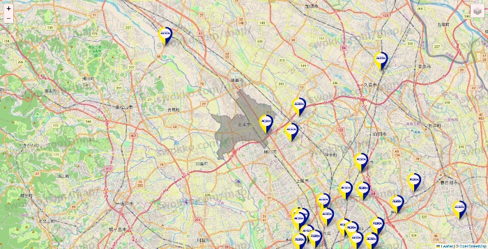 埼玉県のALSOKの介護の施設地図