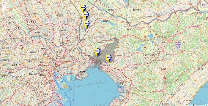 千葉県のALSOKの介護の施設地図