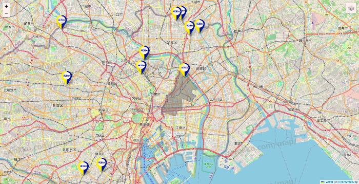 東京都のALSOKの介護の施設地図