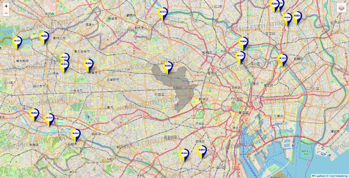 東京都のALSOKの介護の施設地図
